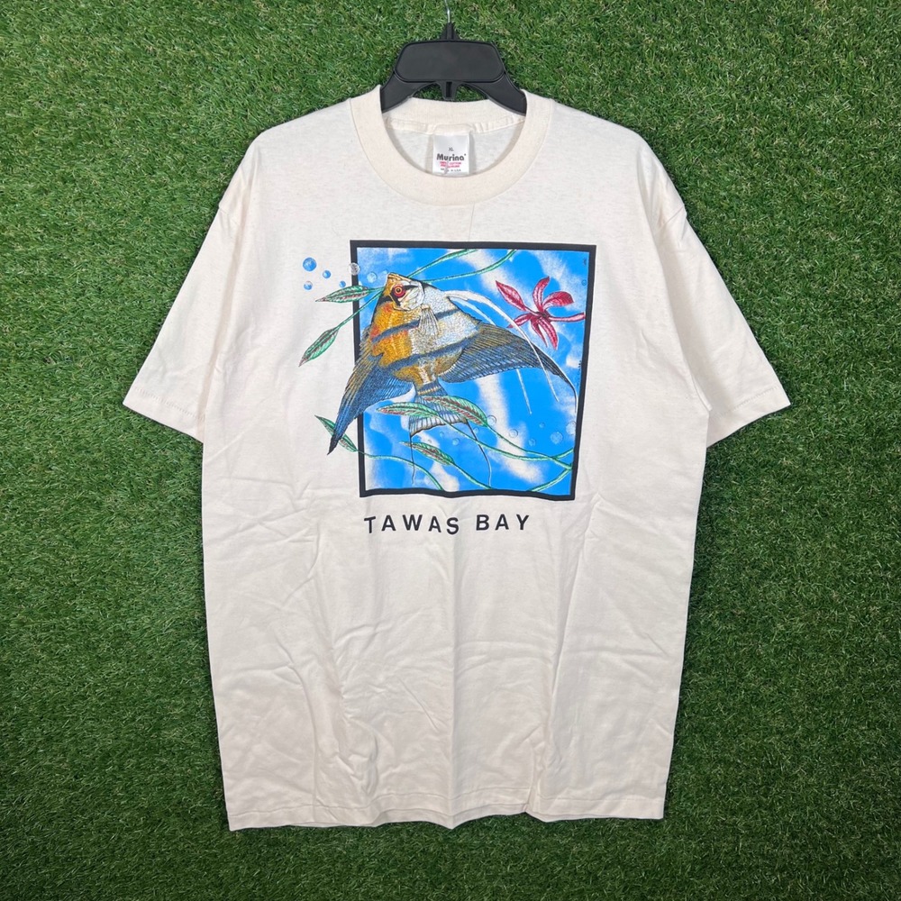 Vintage Murina Tawas Bay Bird Graphic T Shirt XL White‎ 100% Cotton Made in USA